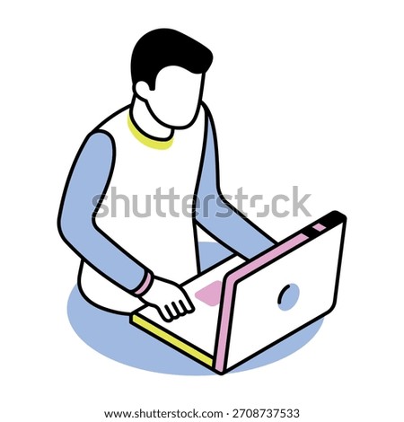 An isometric style icon representing working