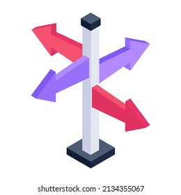 An isometric style icon of road indicators, editable vector 

