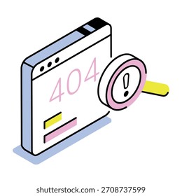 Un icono de estilo isométrico que muestra el error 404
