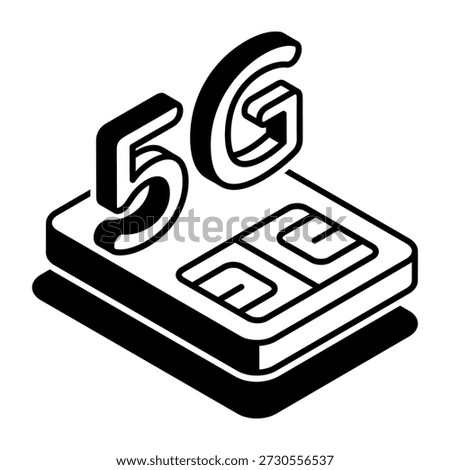 An isometric style icon showing 5g sim