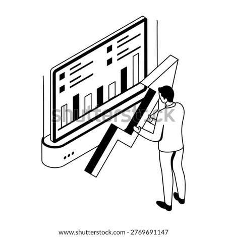 An isometric style icon showing a competitor tracking
