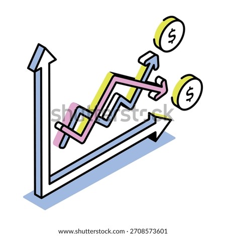 An isometric style icon showing economic instability
