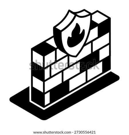 An isometric style icon showing firewall