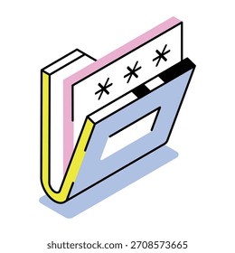 Icono de estilo isométrico que muestra la Contraseña de la carpeta