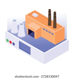 An isometric style icon showing a smart industry