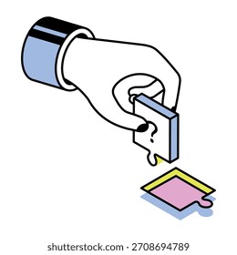 An isometric style icon showing unsolved puzzle
