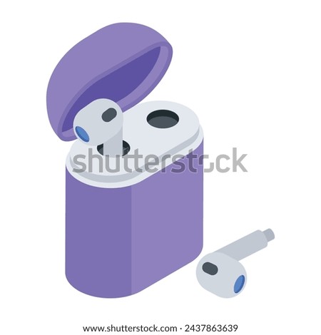 An isometric style icon of wireless earbuds
