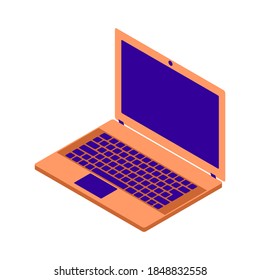 Isometric style icon.Flat Isometric laptop isolated on white background. Notebook Isometric Vector Illustration created for mobile, web.