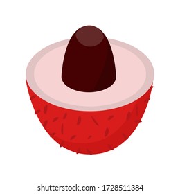 Isometric style icon.Half lychee icon.Vector illustration for web design isolated on white background.