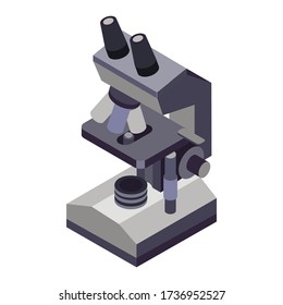 Isometric style icon.Microscope 3d isometric design. Medical biological diagnostics. Vector illustration  Isolated on a white background.