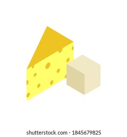 iconos de estilo isométrico. Icono plano isométrico queso aislado en fondo blanco. Ilustración vectorial para el diseño web.