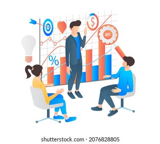 Isometric style illustration about business growth presentation