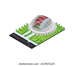 Isometrische Art Illustration eines Fußballstadions