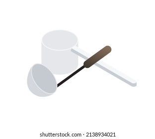 Isometric style illustration of a ladle