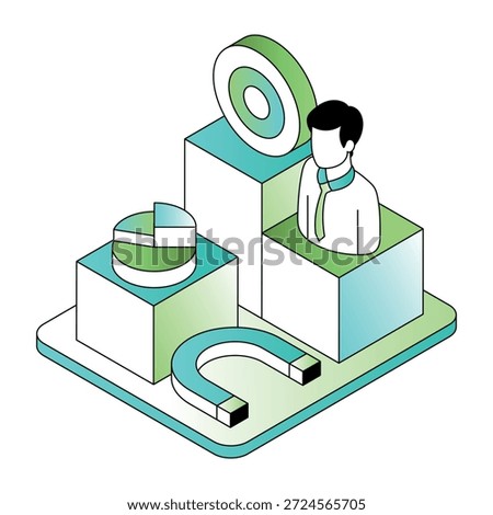 An isometric style illustration showing customer acquisition