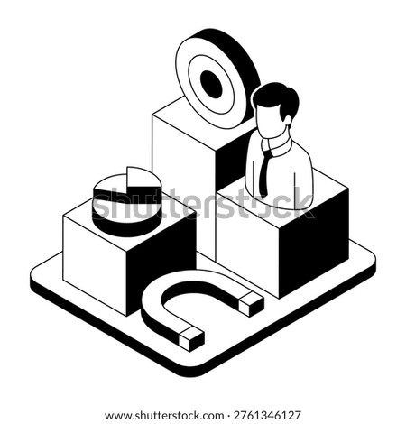 An isometric style illustration showing customer acquisition