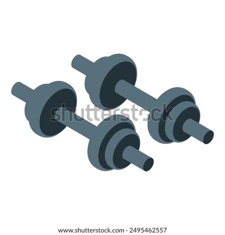 Isometric style illustration of two dumbbells, perfect for representing weight training and fitness concepts