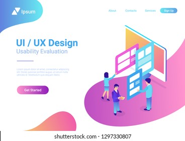 Isometric style illustration UI UX Design People Teamwork