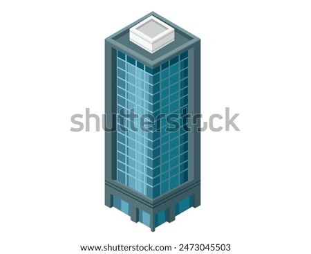 Isometric style modern building for urban environment vector illustration isolated on white background