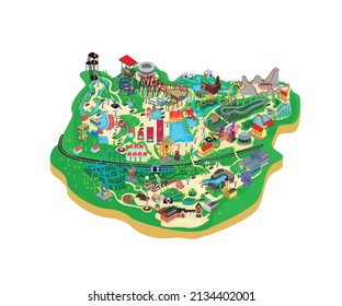 Isometric style playground map illustration