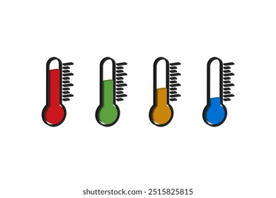 coleção de ícones de termômetro de estilo isométrico. Indicador de temperatura 3d