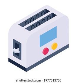 Isometric style of toaster, toast machine icon 