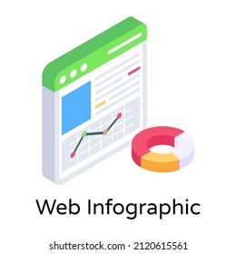 Isometric style trendy icon of web infographic

