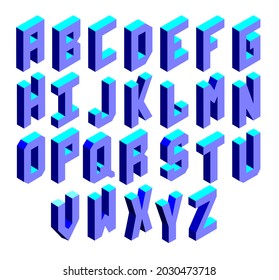 isometric style vector alphabet font