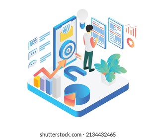 Isometric style website development illustration