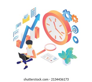 Isometric style website development illustration