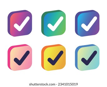 Isometric stylish check mark icon
