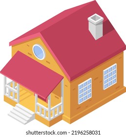 Isometric Stylized Cabin House Cartoon