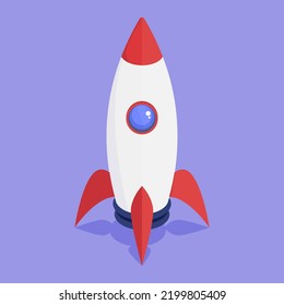 Isometric Stylized Rocket Cartoony Vector Illustration