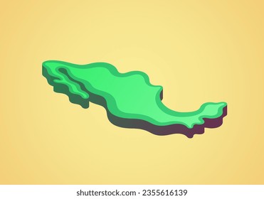 Mapa 3D isométrico estilizado simplificado de México
