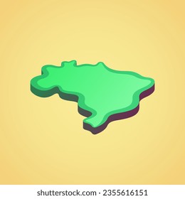 Isometric stylized simplified 3D map of Brazil