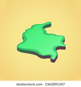 Isometric stylized simplified 3D map of Colombia