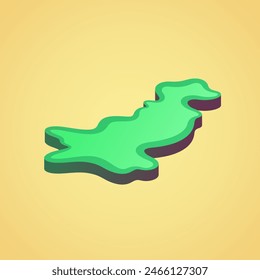 Mapa 3D simplificado estilizado isométrico de Pakistán