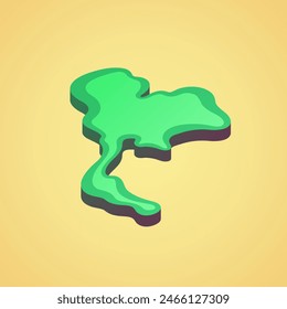 Isometric stylized simplified 3D map of Thailand