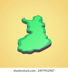 Isometric stylized simplified 3D map of Finland