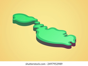 Isometric stylized simplified 3D map of Malta