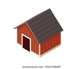 Isometric suburban building with a gable roof and without windows. Perfect for residential concepts, real estate ads. Vector illustration isolated on white background.