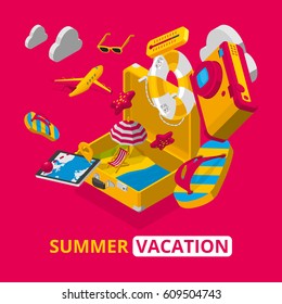 Isometric summer vacation banner concept
