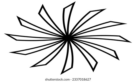 El contorno isométrico del sol o de la flor aislado en blanco. Forma circular con pétalos. Vector clipart.