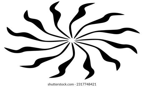 Isometric sun or flower shape silhouette isolated on white. Circular shape with petals. Vector clipart.