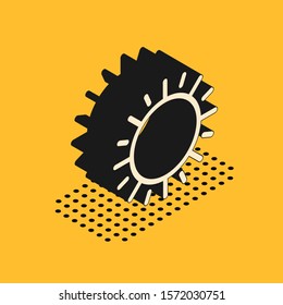 Isometric Sun icon isolated on yellow background.  Vector Illustration