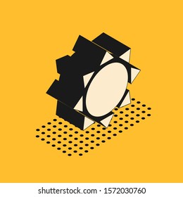 Isometric Sun icon isolated on yellow background.  Vector Illustration