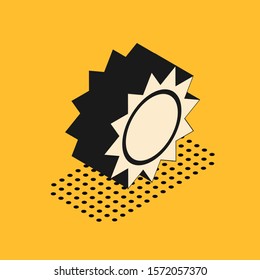 Isometric Sun icon isolated on yellow background.  Vector Illustration