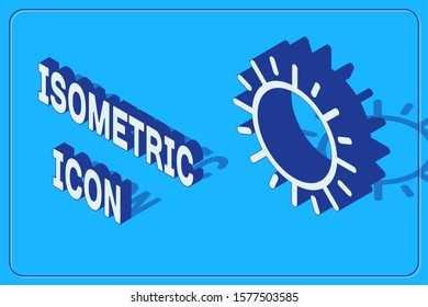 Isometric Sun icon isolated on blue background.  Vector Illustration