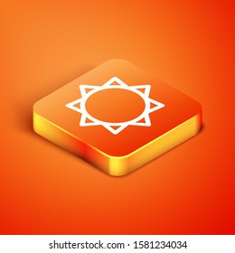 Isometric Sun icon isolated on orange background.  Vector Illustration