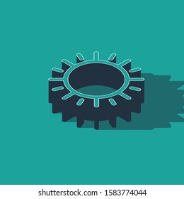 Isometric Sun icon isolated on green background.  Vector Illustration